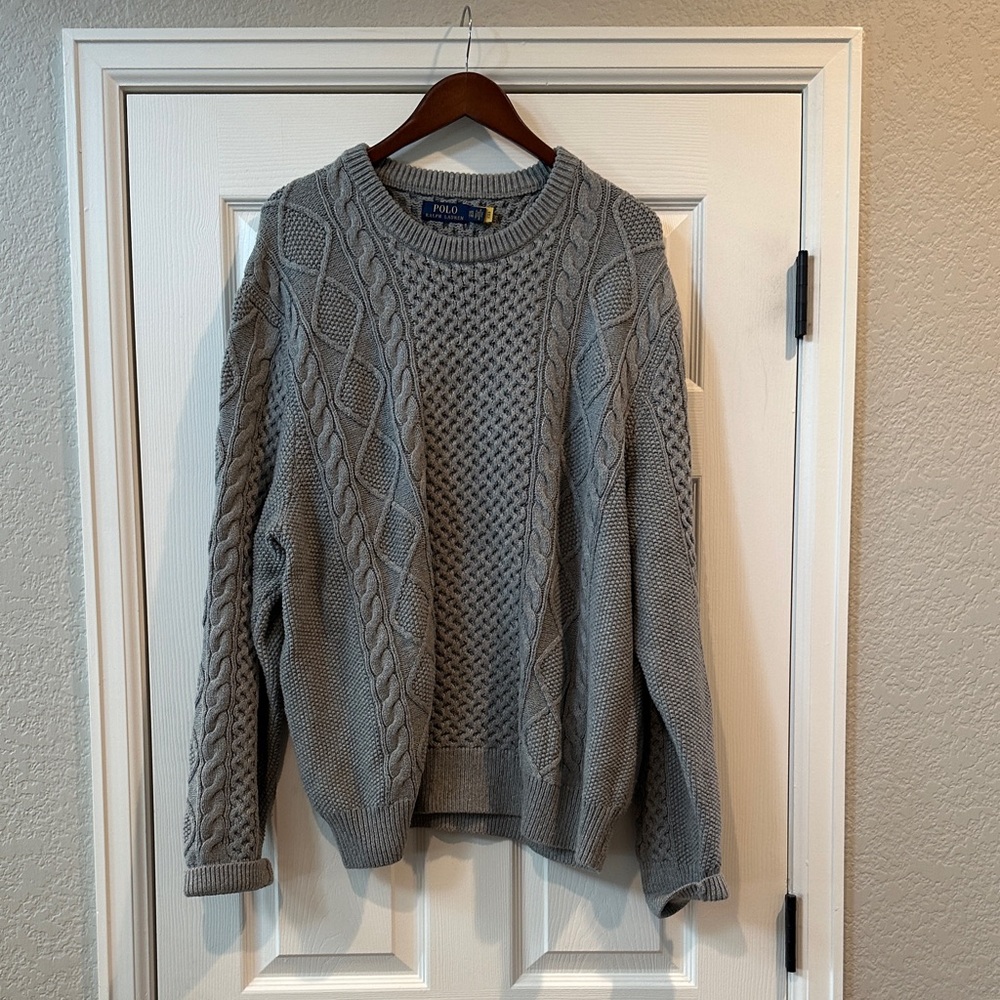 Polo by Ralph Lauren Classic Gray Cable Knit Sweater